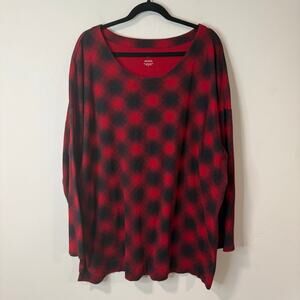 J.Jill Women's Simply Supima Scoop Neck Tunic Top 3X Red Black Buffalo Plaid